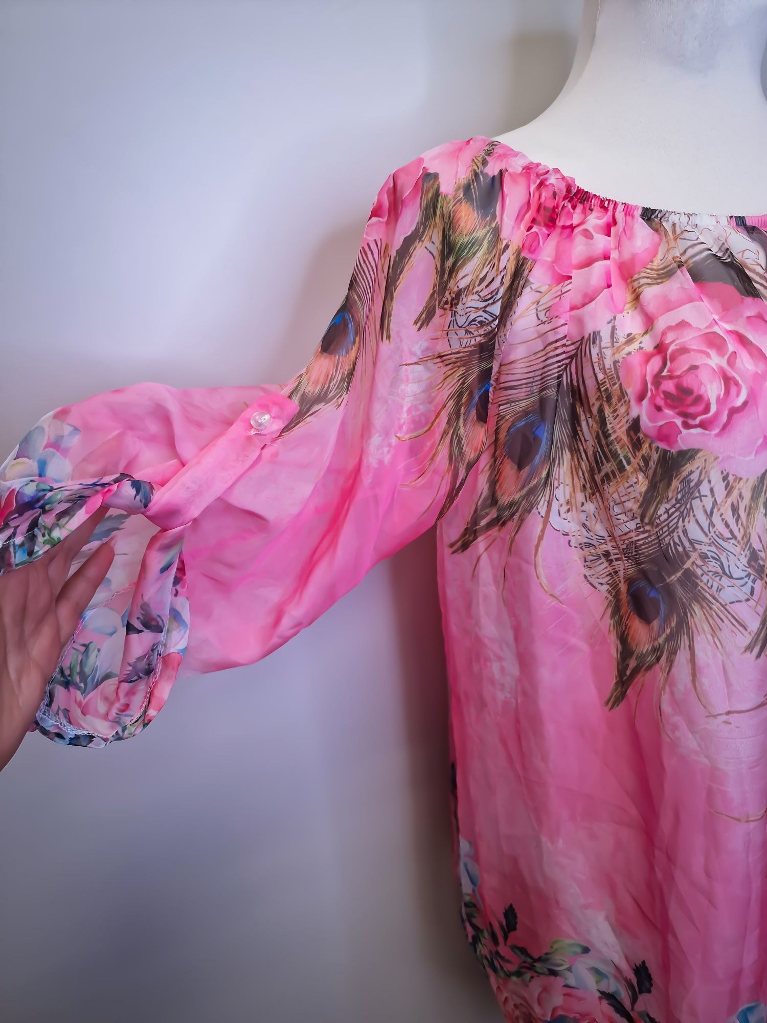 New Collection Bluzka pióra kobieca zwiewna pink uni