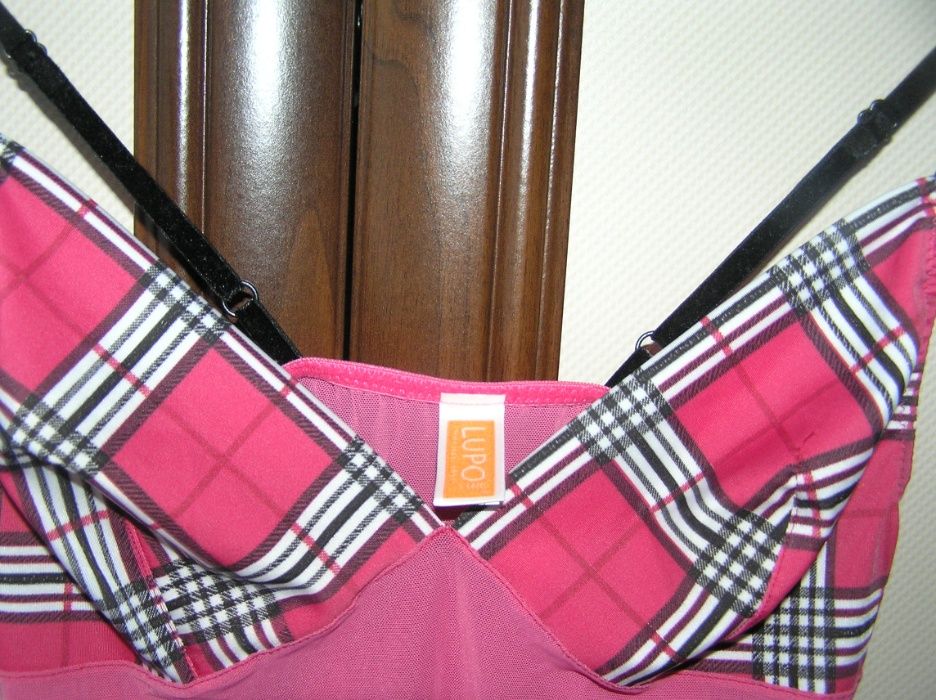 Koszulka nocna Lupo Line 36/s różowa krata koronka