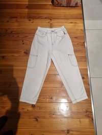 Spodnie 38 M H&M beżowe spodnie jeansowe jeans dżinsy mom jeans