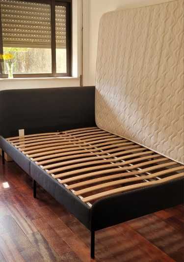 Cama de Casal com colchão, oferta guarda roupa e cômoda