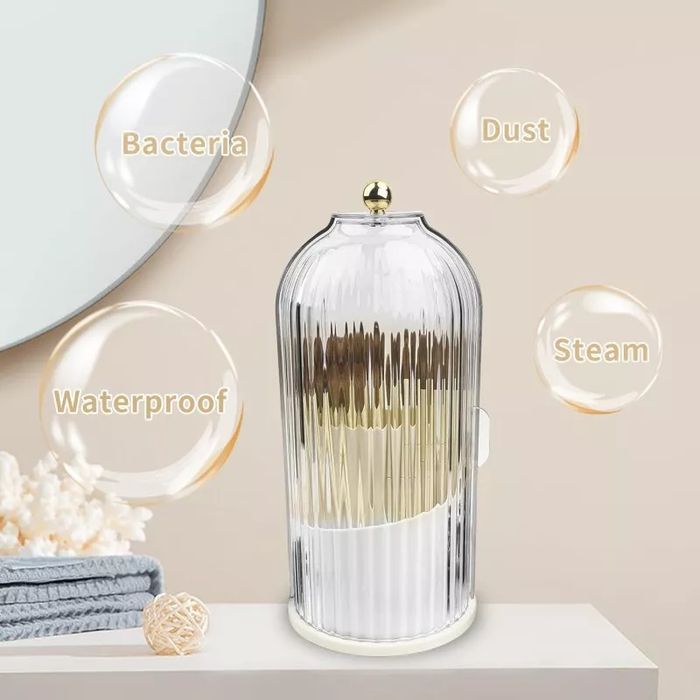 Organizer Na Pędzle, Ryflowany Obrotowy, Otwierany Biały Cb61B