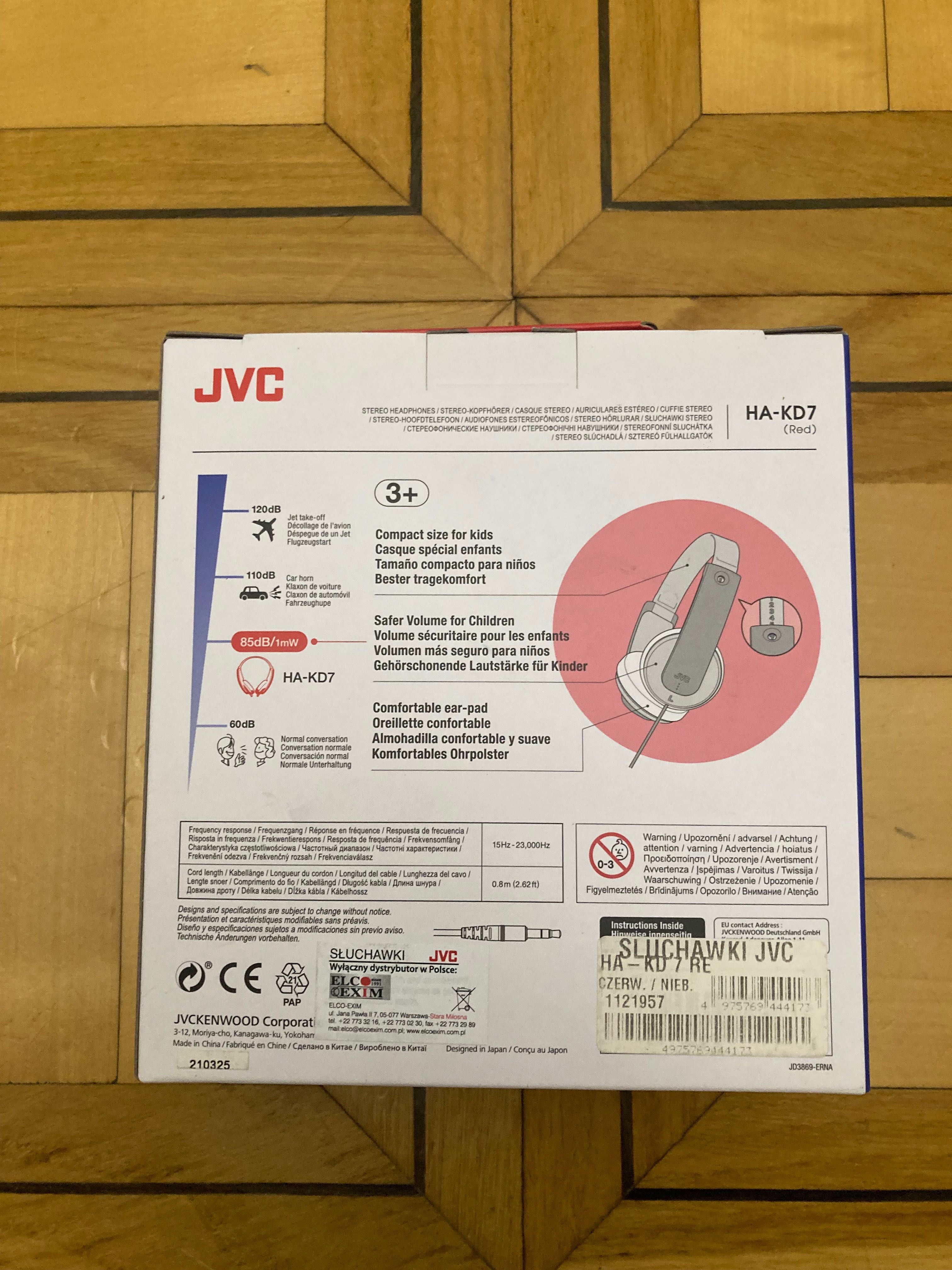 Słuchawki dziecięce JVC Nowe