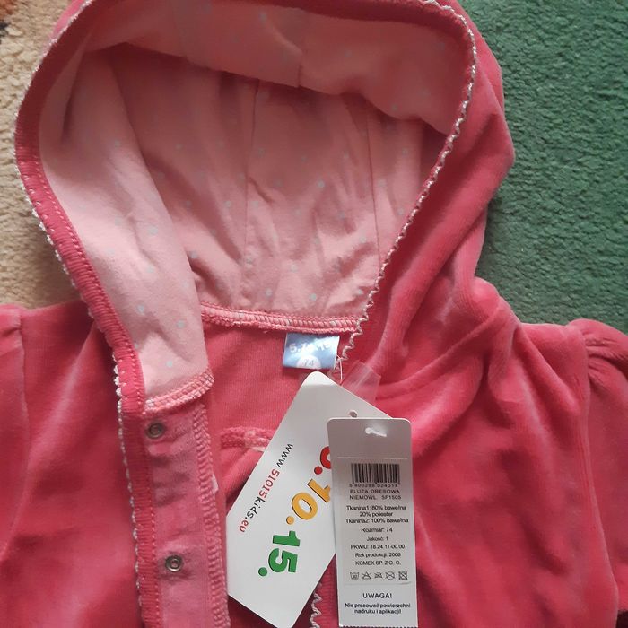 Welurowa bluza 5.10.15. rozmiar 68/74 nowa z metką