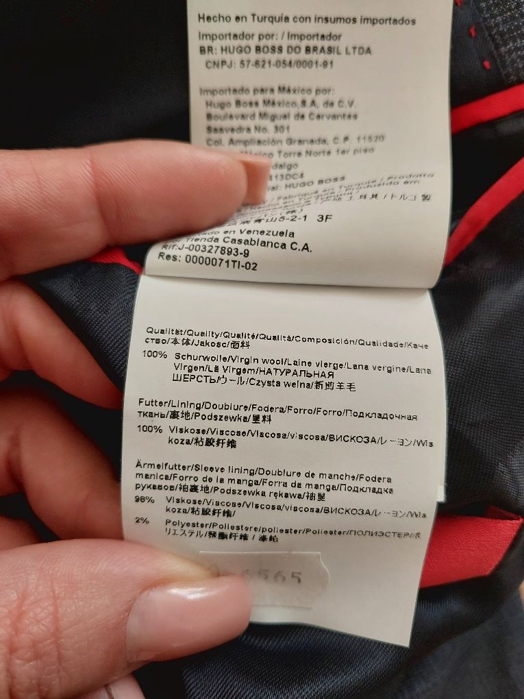 Marynarka Hugo Boss Wełniana marynarka w kratkę Marynarka Virgin wool