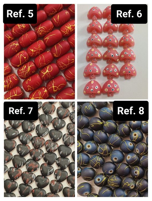 Vários tipos de missangas