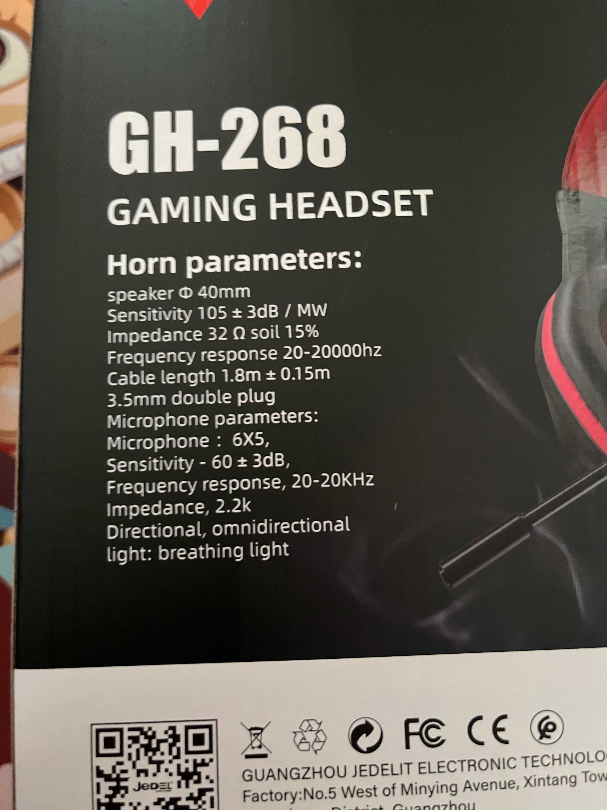 Słuchawki gamingowe z mikrofonem wokółuszne Jedel-Gaming GH- 268