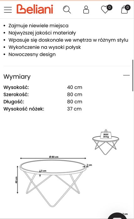 Stolik kawowy Meridian Beliani