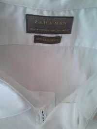 Мужская белая однотонная рубашка ZARA MAN оригинал Португалия ворот 42
