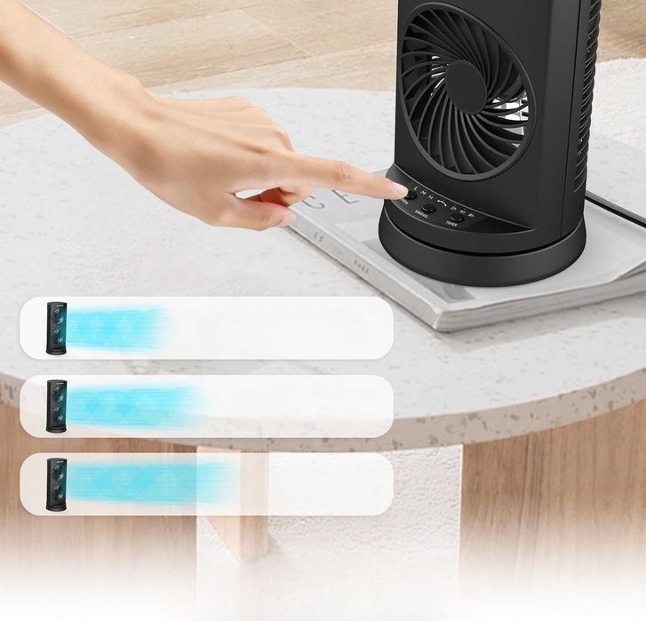 Wentylator Kolumnowy Wieżowy 32cm USB Oscylacja 110° 3 Biegowy Timer