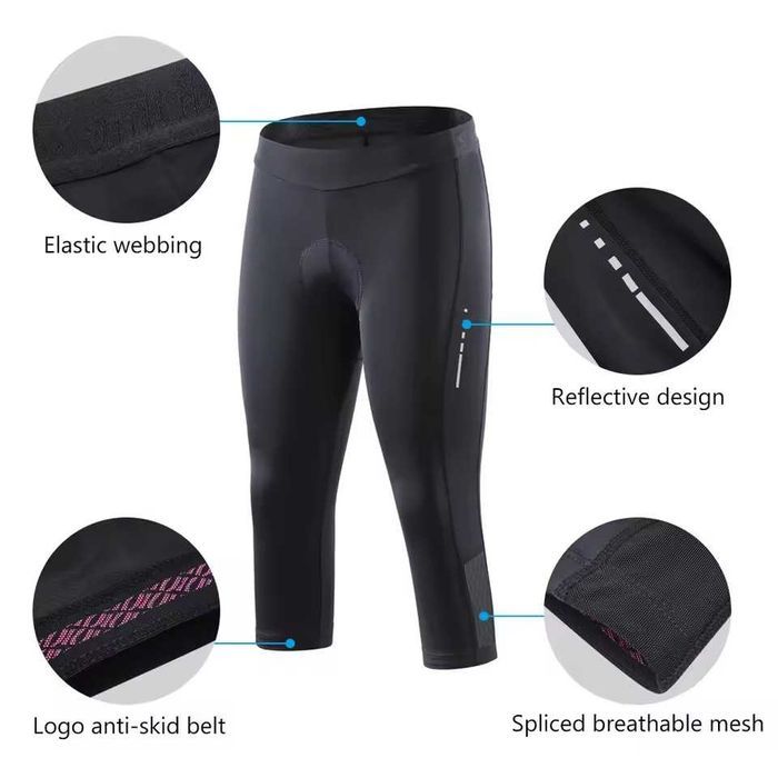 Damskie spodnie/legginsy rowerowe SANTIC 3/4 z wkładką żelową 4D