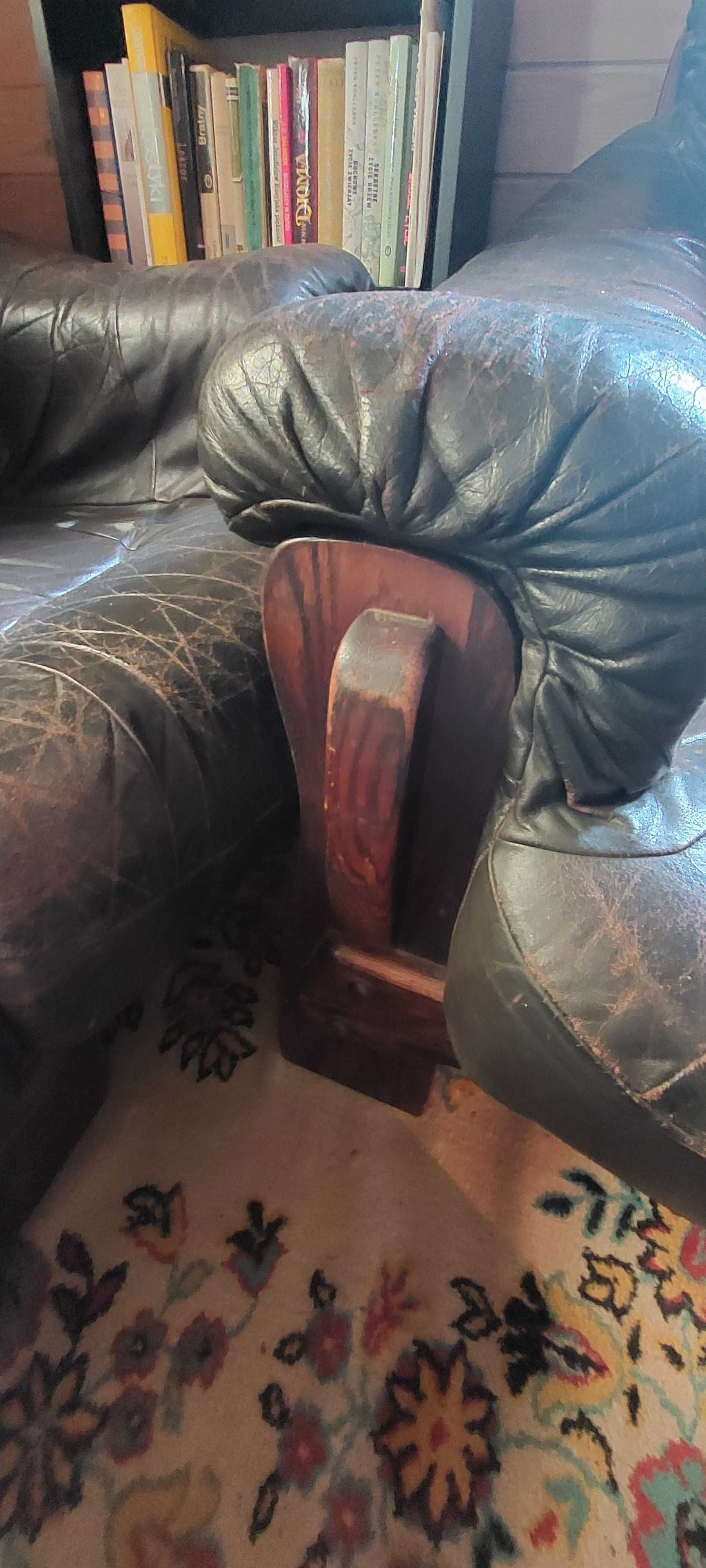Skórzany komplet wypoczynkowy - kanapa + 2 fotele