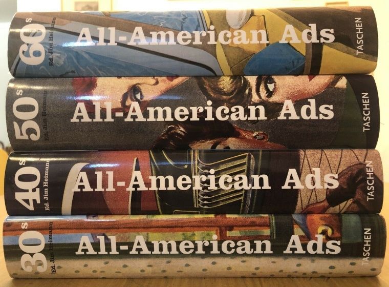 Oryginalne Wydanie Taschen All-American Ads Reklama Design Retro Grafi