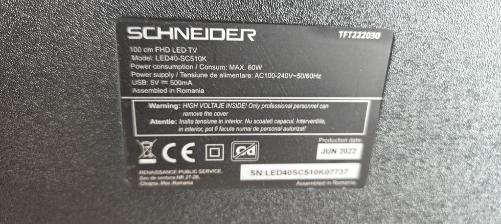 TV  schneider 40 polegadas