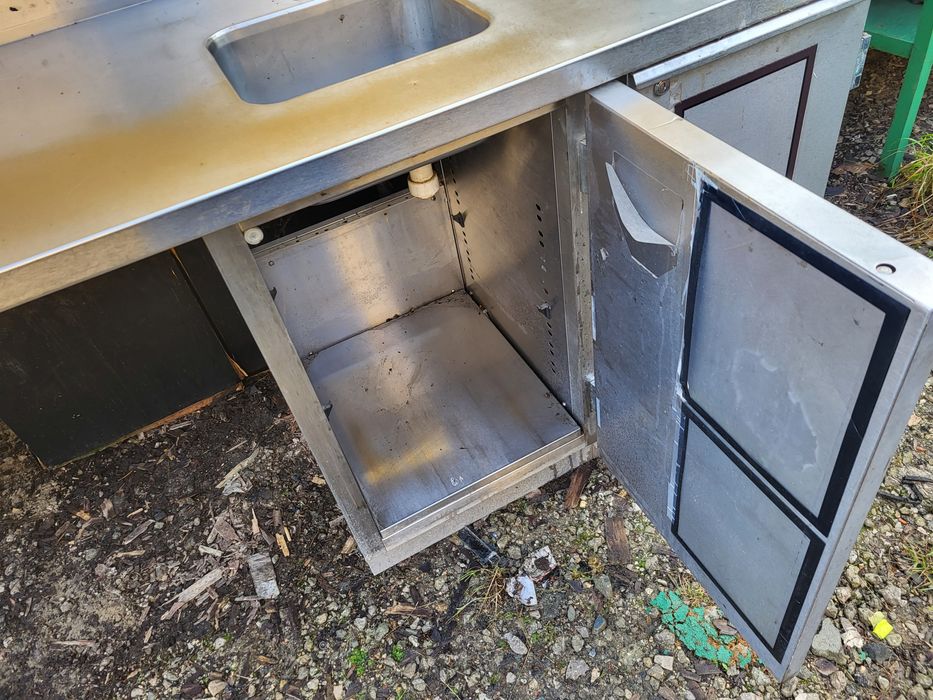 Blat stół gastronomiczny duży 70x237cm zlew + szafka, Stal Nierdzewna