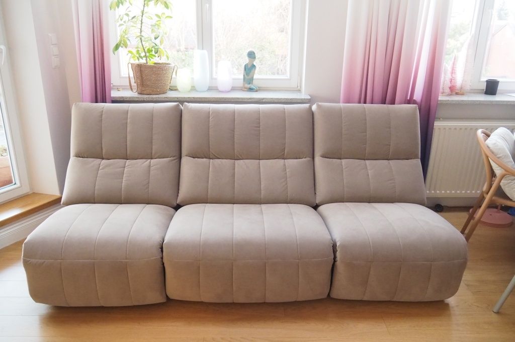 Sofa modułowa Camaro z potrójną funkcją relaks welur kolor latte