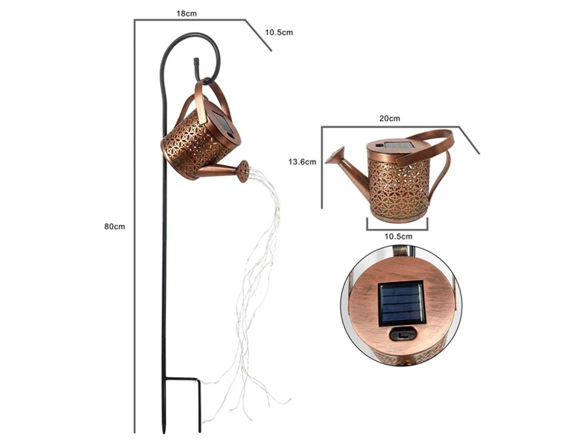 Lampa solarna ogrodowa konewka led ozdobna wbijana dekoracja