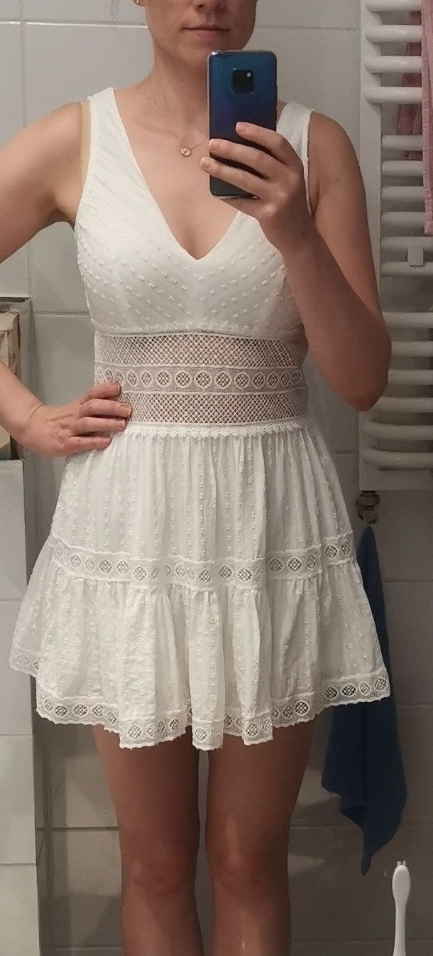 Przepiękna biała letnia sukienka 100% bawełna