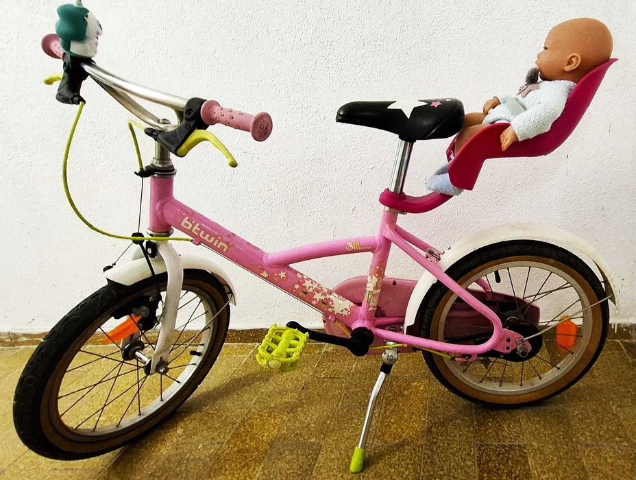 Bicicleta rosa Princess 16" com cadeirinha de boneca
