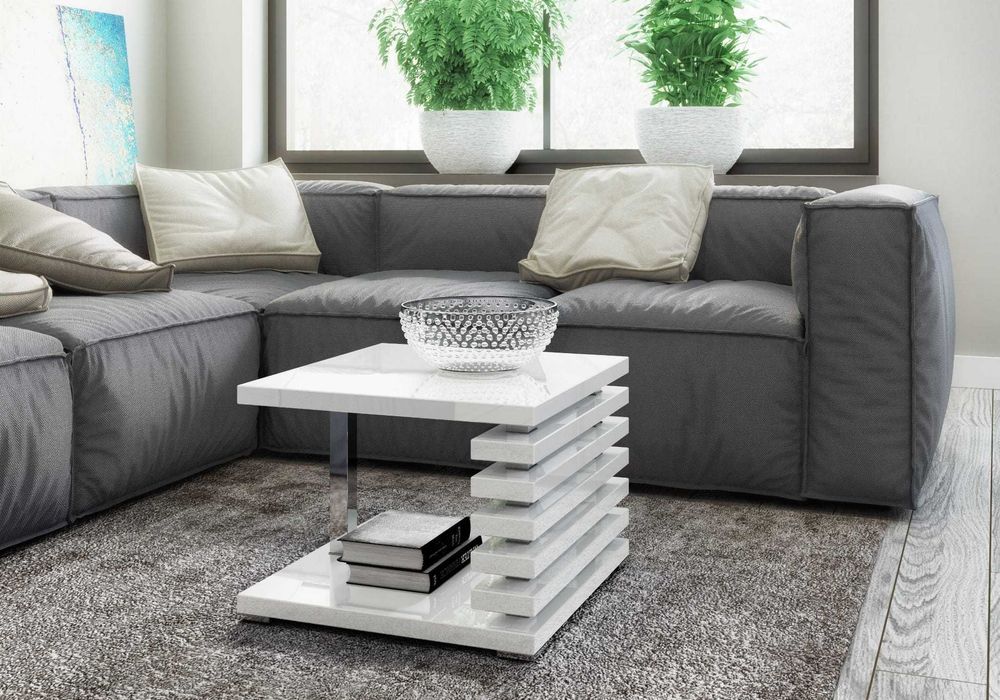 Ława kwadratowa do salonu stolik kawowy na wysoki połysk 60x60x45cm