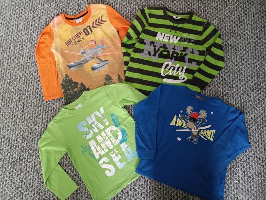 Zestaw 4szt T-shirtów z długim rękawem dla chłopca rozmiar 128