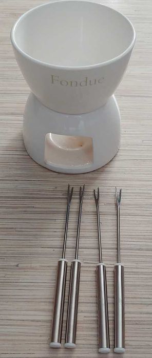 Ceramiczny zestaw fondue podgrzewacz Home & You 4 widelczyki + GRATISY