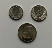 Monety Polska - 1 zł, 2 zł, 5 zł 1990 rok.