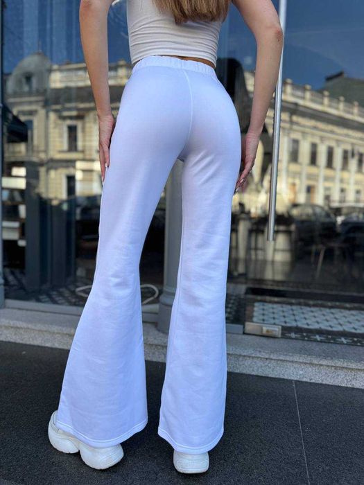 Брюки кльош жіночі з високою талією, білий колір 44-46 р, еластичні