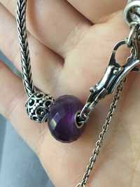 Шарм, подвес на браслет trollbeads камень аметист + серебро 925