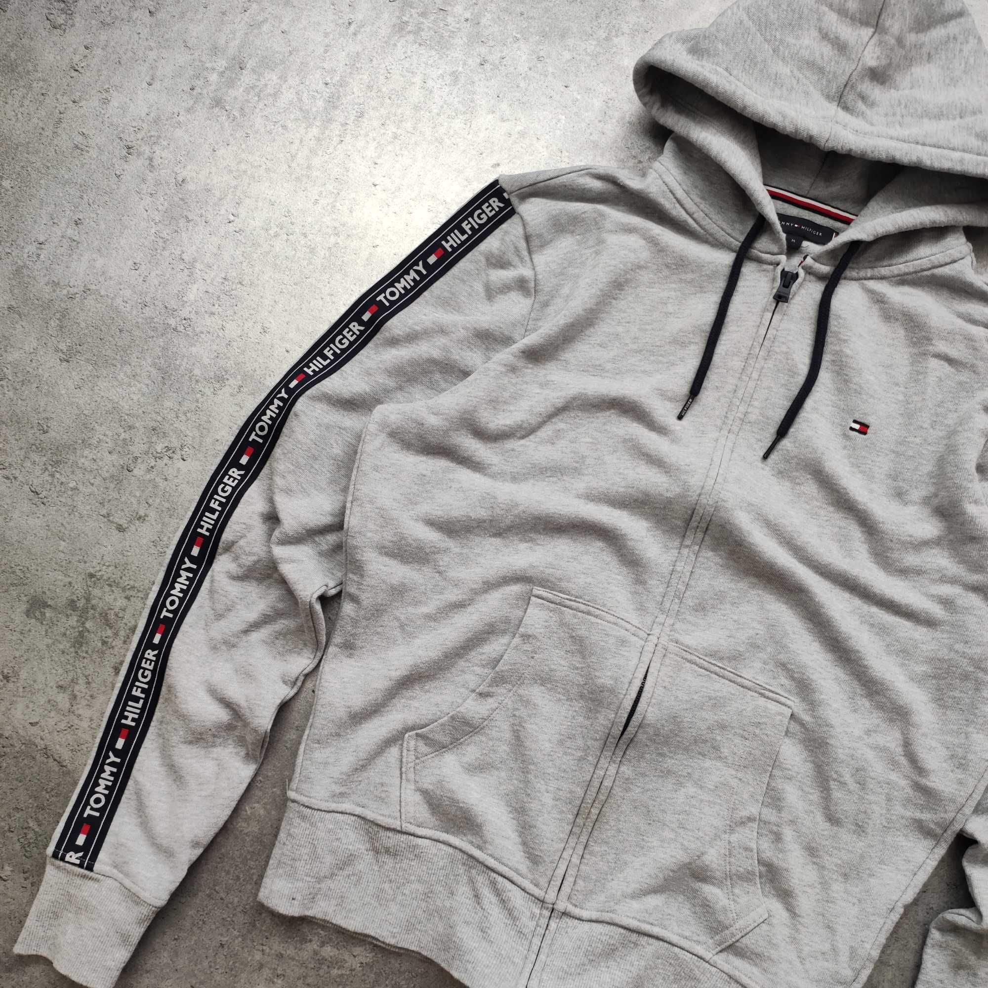 MĘSKA Bluza Rozpinana z Kapturem Hoodie Tommy Hilfiger Lampas Logo