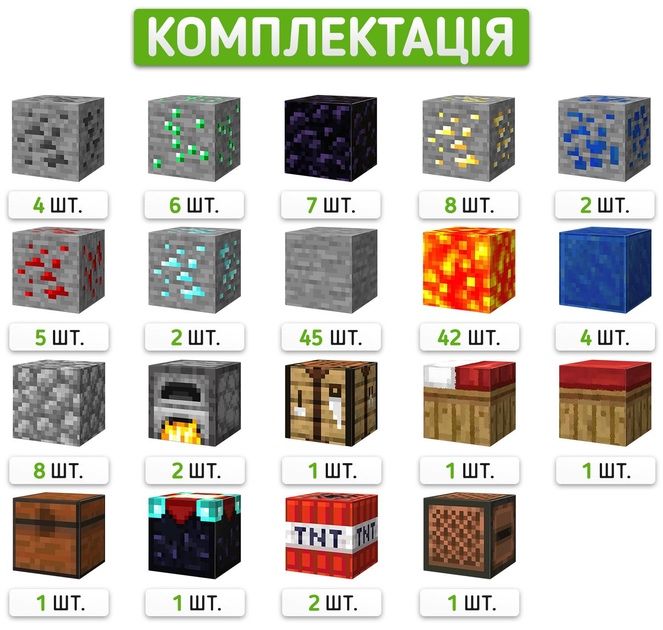 143шт+4 фігурки Магнітний конструктор майнкрафт minecraft кубики 3д 3d