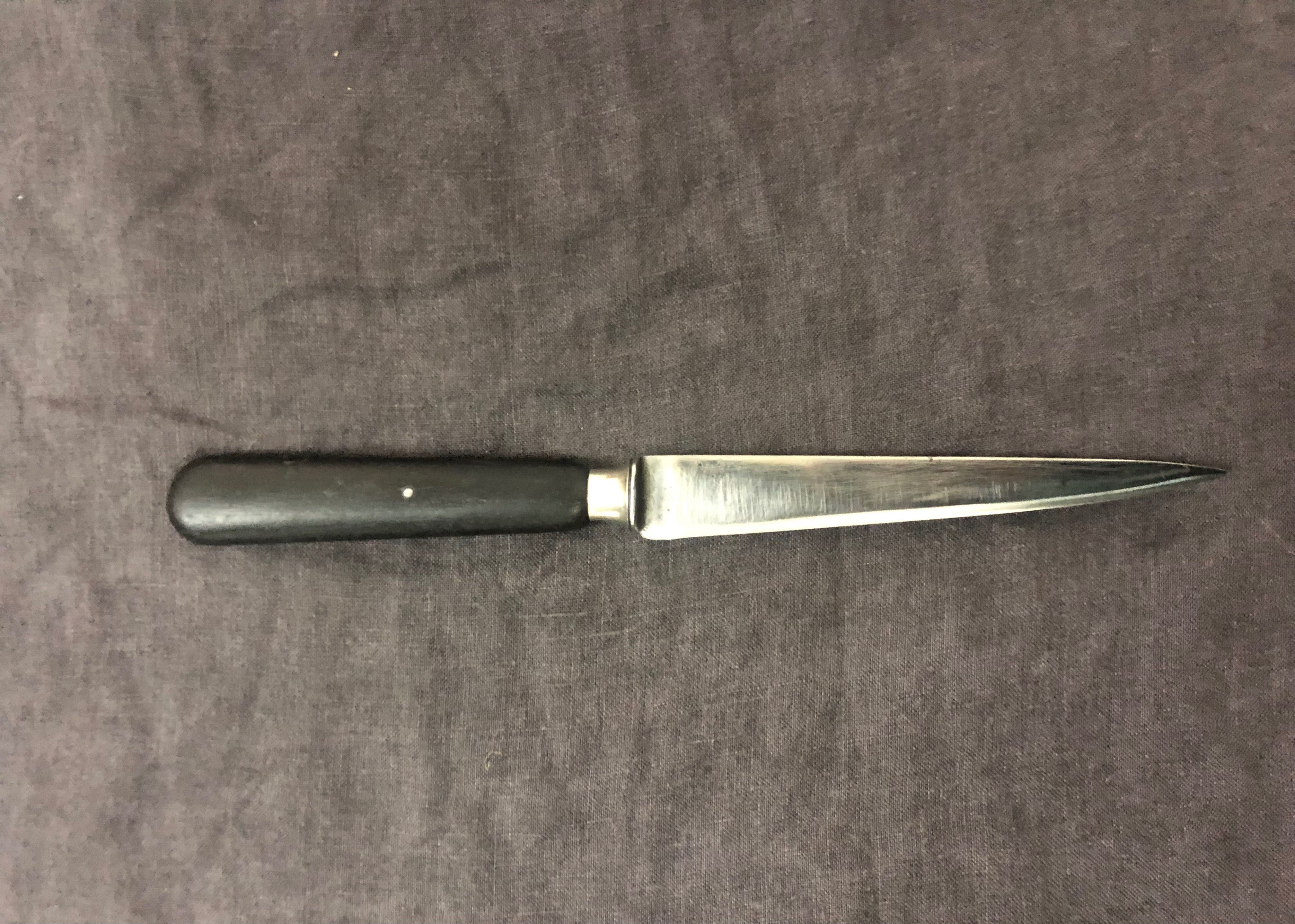 нож Solingen Германия старинный ручка черное дерево лезвие 13,5 см