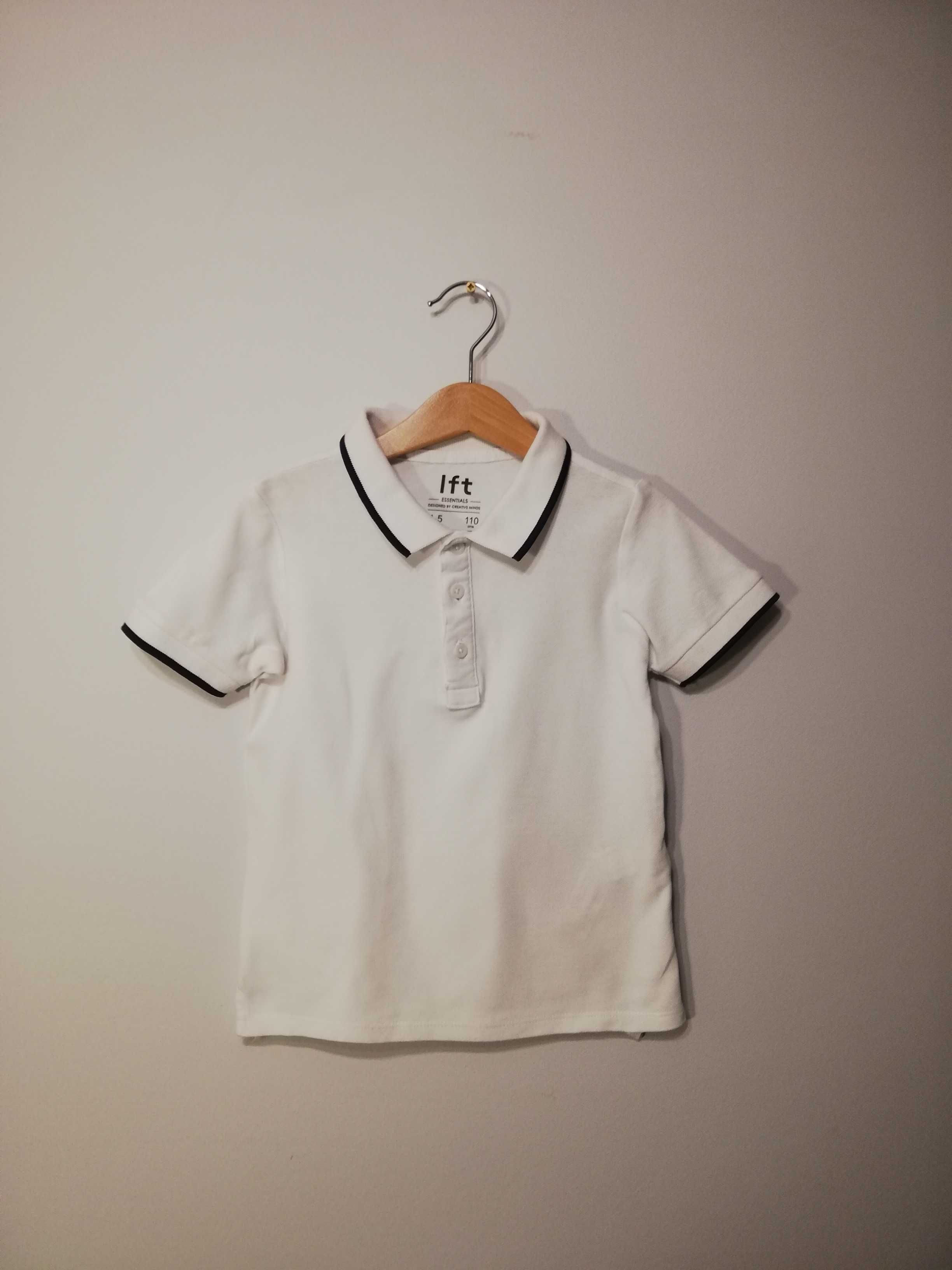 Koszulka polo chłopięca biała LEFTIES 110cm