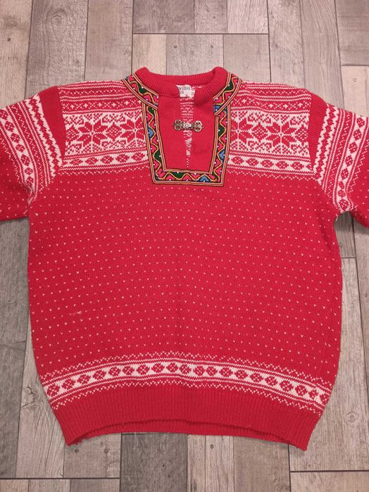 Sweter norweski 100% wełna męski rozmiar M / L
