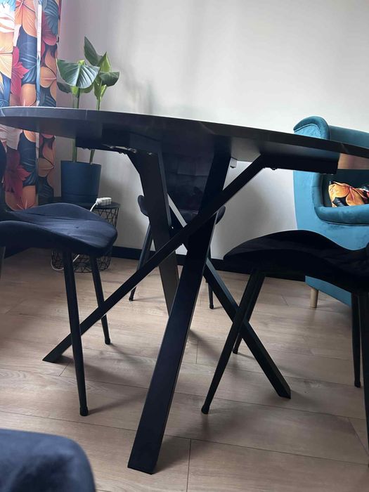 Stół, czarny imitacja marmuru, 105 cm MARIEDAMM