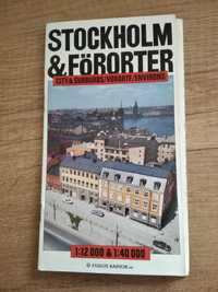 Stockholm & Förorter stara mapa 1984 Szwecja