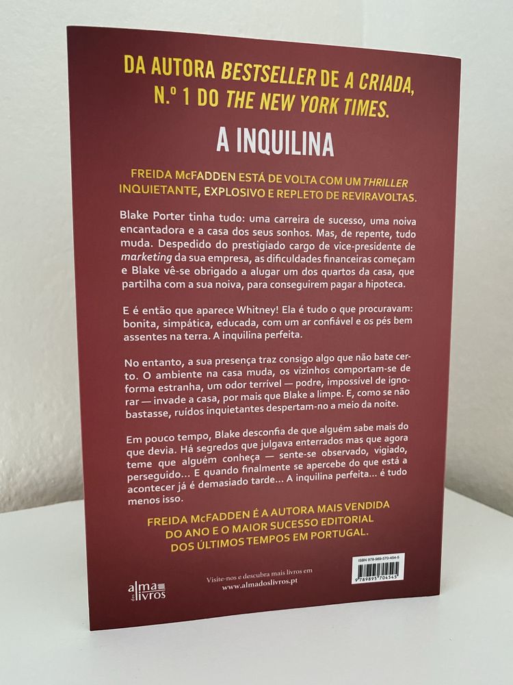 Livro “A Inquilina” de Freida McFadden