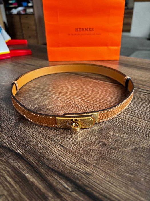 Nowy Pasek Hermes brązowy Epsom złota klamra skóra naturalna epsom