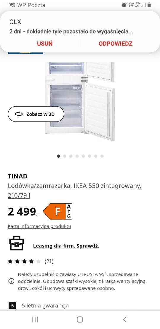 Lodówka pod zabudowę Lodówka do zabudowy