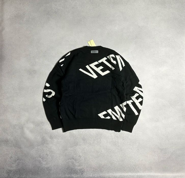 Светр Vetements Oversized Logo-Jacquard Merino Wool Sweater - Black