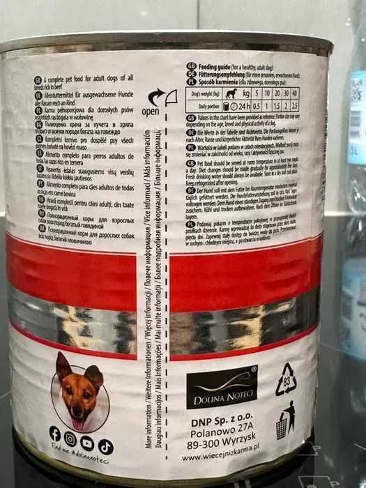 Mokra karma Dolina Noteci Premium MIX 12 X 800g mokra karma wołowina