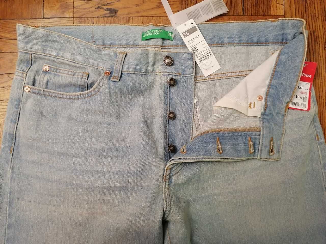 Spodnie męskie jeans United Colors of Benetton W36 niebieskie denim