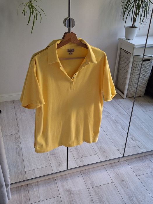 męska żółta podkoszulka T-shirt polo z kołnierzykiem