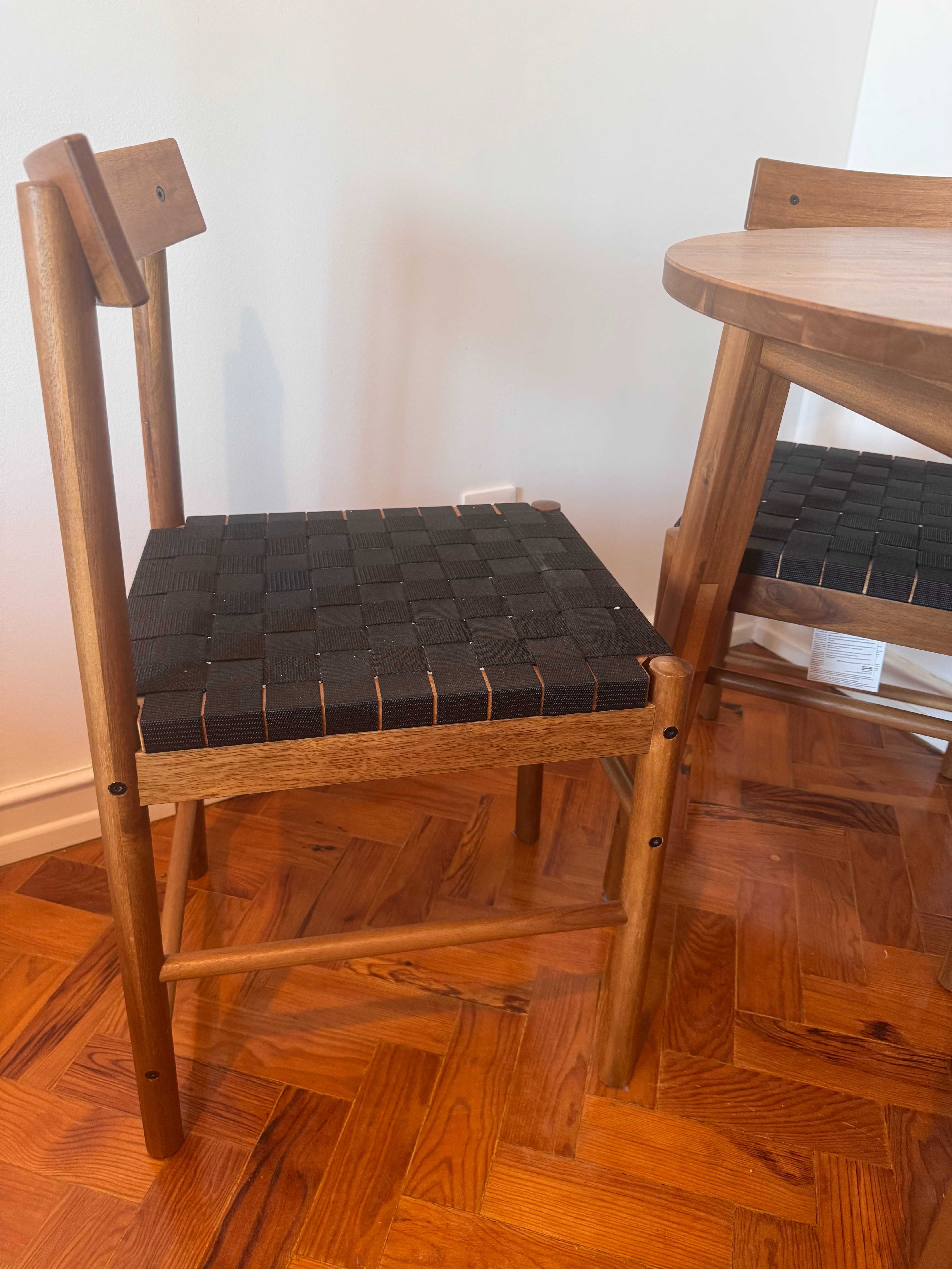Acacia Wood Round Table + 2 Chairs – IKEA