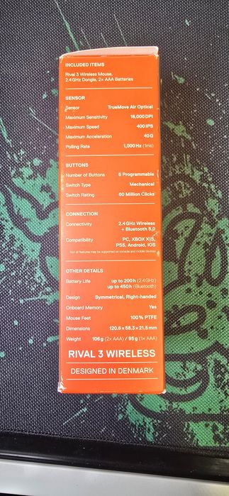 SteelSeries Rival 3 Gen 2 Wireless/Bluetooth Black 18.000 dpi