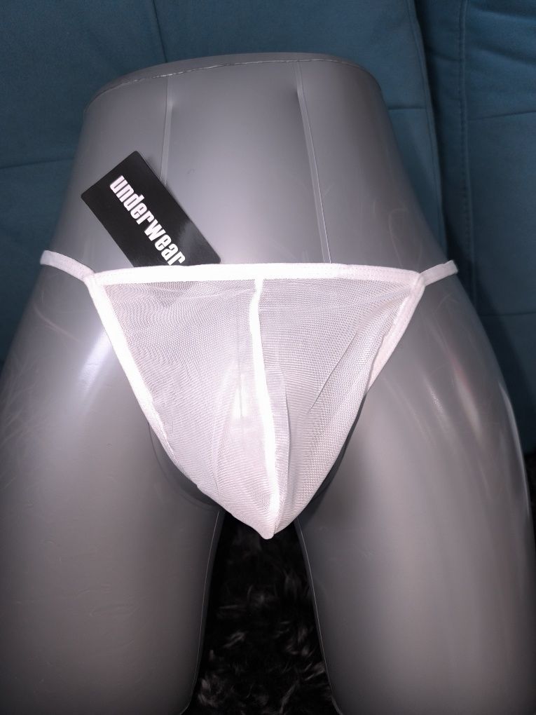 Stringi męskie push up 3 sztuki prześwitujące