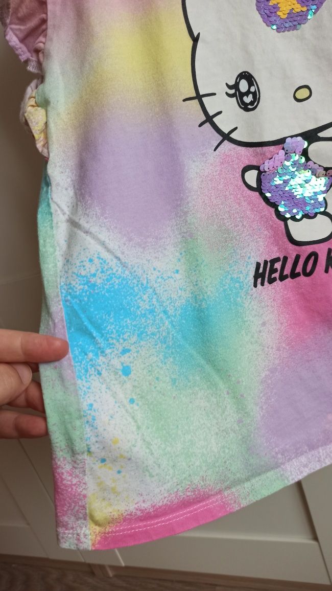 Bluzeczka t-shirt z falbankowym rękawem Hello Kitty r. 134/140 H&M