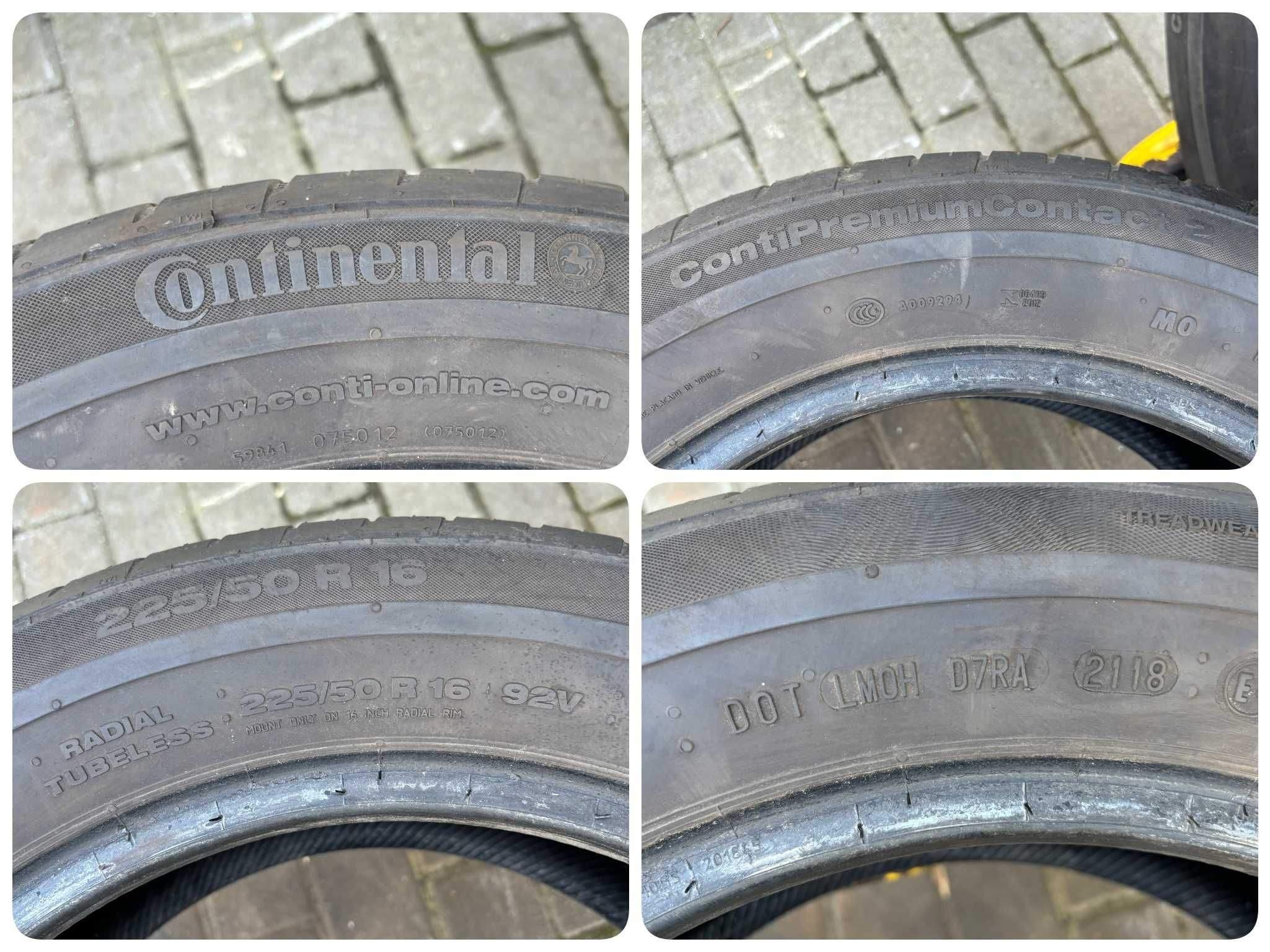 2X Opony Letnie 225/50R16 92V Continental ContiPremiumContact 2 MO 18R