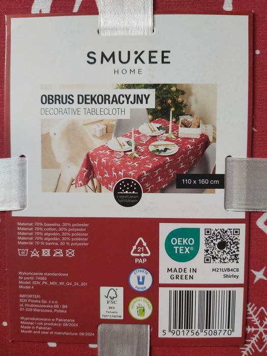 Nowy obrus świąteczny 110x160 Boże Narodzenie