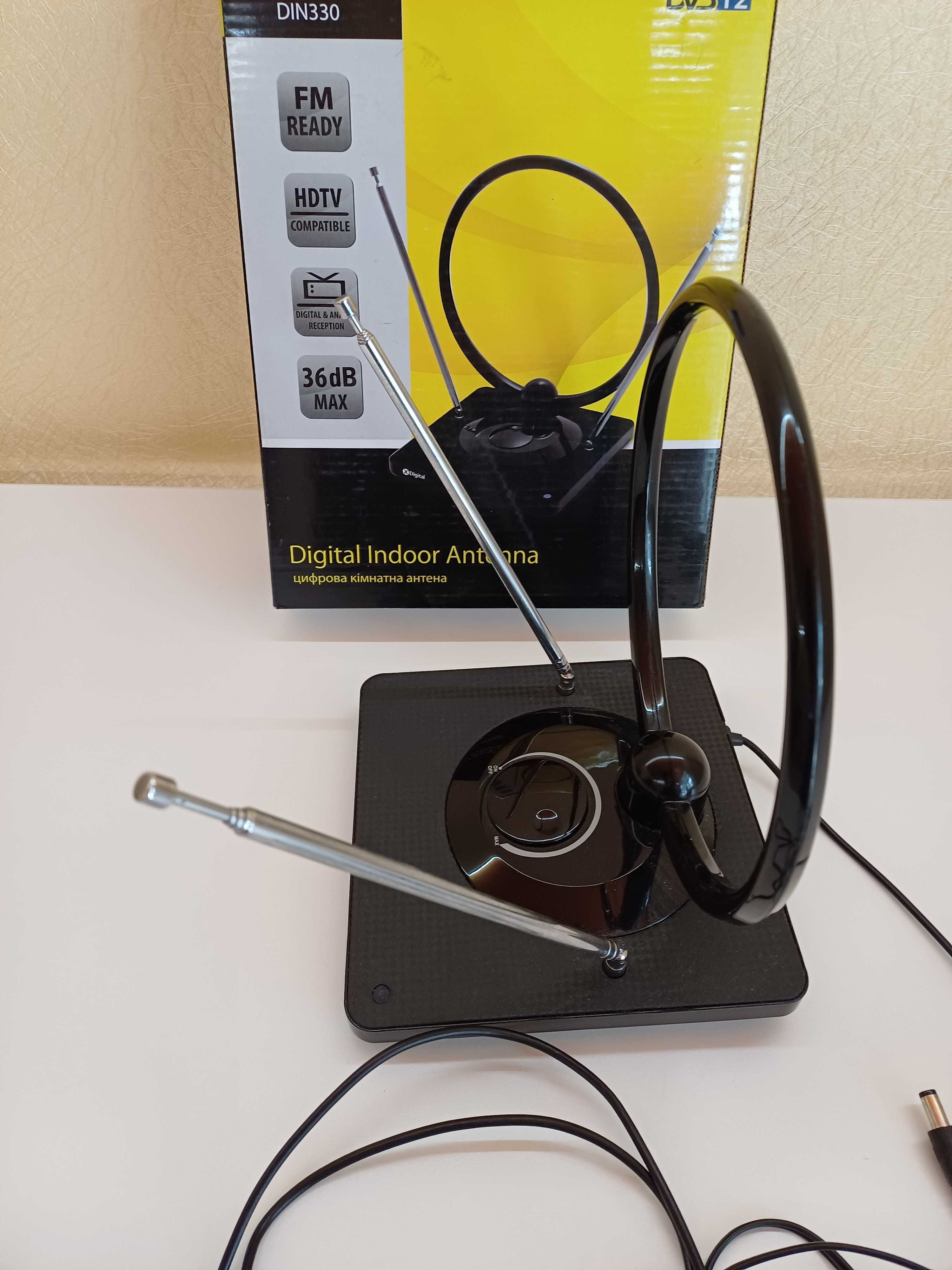 ТВ антенна комнатная Т2 X-Digital DIN 330 + радио + усилитель