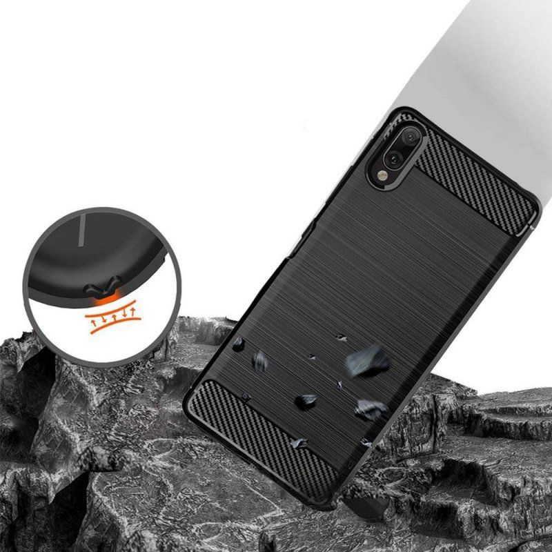 Carbon Case Elastyczne Etui Pokrowiec Xiaomi Redmi 7A Czarny